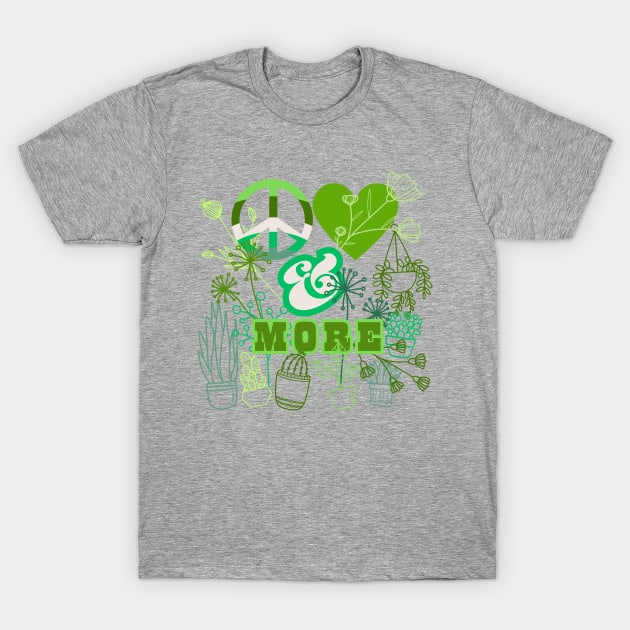 Peace, Love, and MORE Plants - Retro Leaf Green Colorway in Pacific Northwest Style T-Shirt by SwagOMart